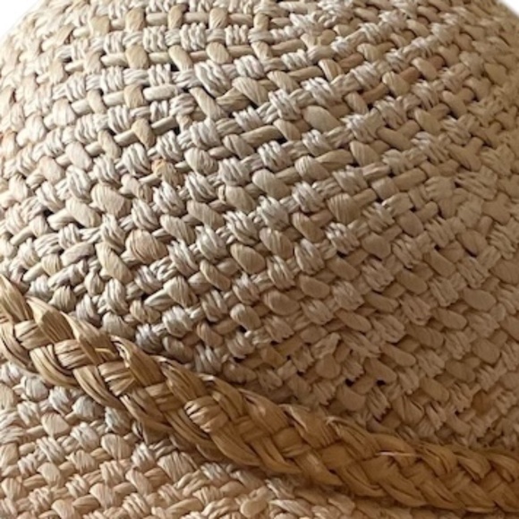 NWOT‎ Handmade Neutral Tone Women\'s Wide Brim Straw Bucket Sun Beach Hat, main image 9